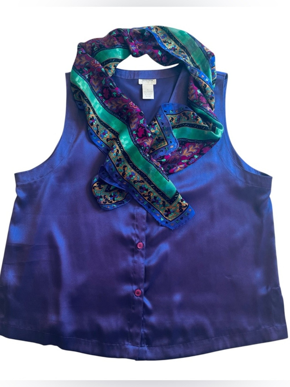 Nordstrom Silky Purple vest with Decorative Scarf XL